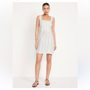 Old Navy White and Black Striped Mini Dress - Size M